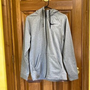 Nike dri fit hoodie jacket.  medium.  grey with front pockets